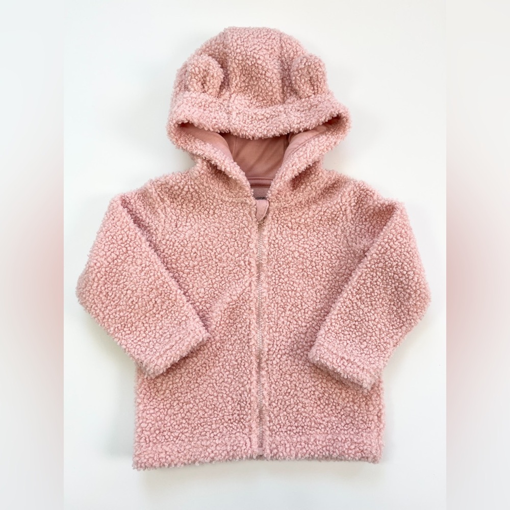 George Pink Fuzzy Bear Ear Kids Hoodie